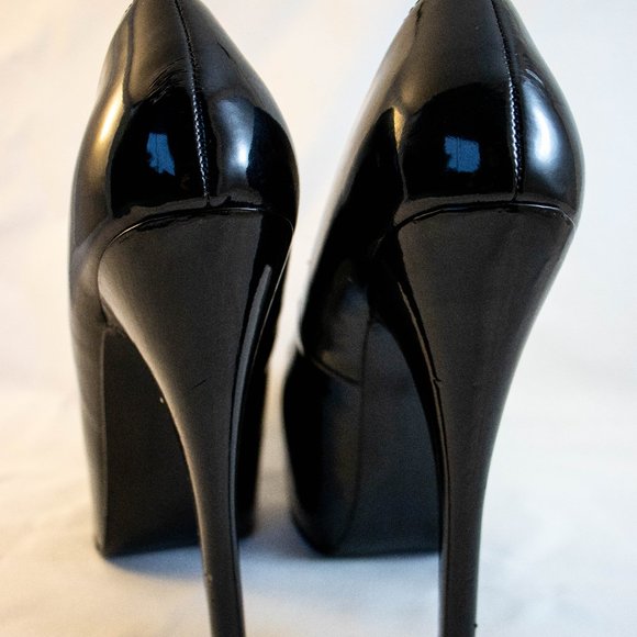 Black Pleaser Bordello Teeze Platform Shoes Size 8 Patent - Picture 5 of 7